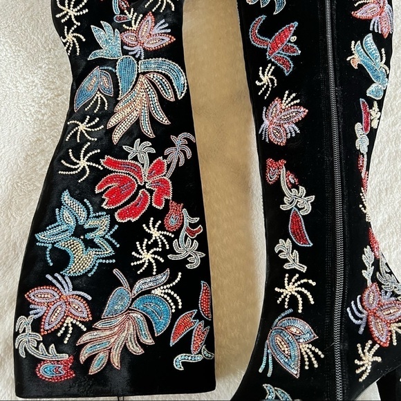 YSL SAINT LAURENT AUTHENTIC FULLY BEADED VELVET KNEE HIGH BOOTS SIZE 7.5 NEW!! - Picture 10 of 15